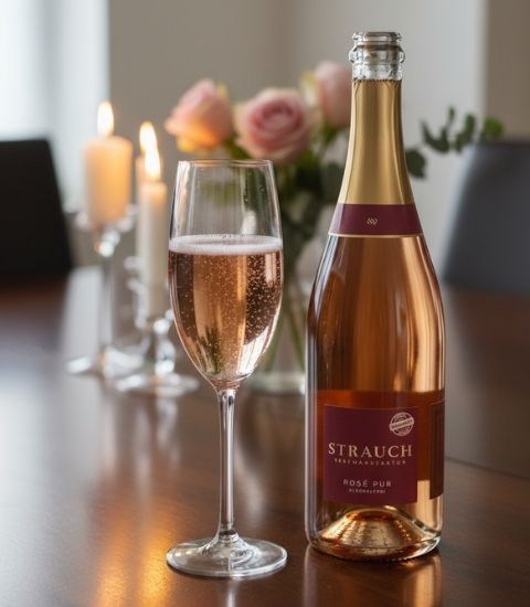 alkoholfreier Sekt auf Tisch